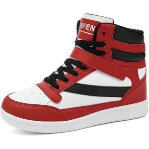 〽️Women's White Red UBFEN High Top Sneakers Hidden Wedge Heel Ankle Boots